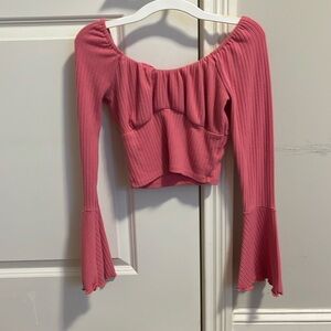 Altar’s State Ribbed Bust Crop Top Flare Sleeves